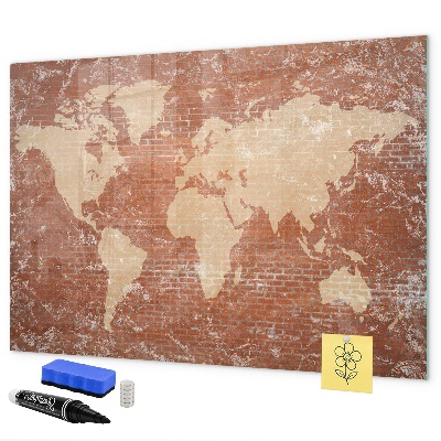 Tableau effaçable magnétique Carte du monde avec emplacements de photos