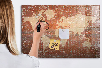 Tableau effaçable magnétique Carte du monde avec emplacements de photos