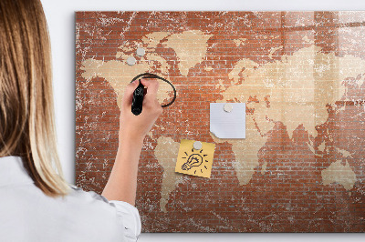 Tableau effaçable magnétique Carte du monde avec emplacements de photos