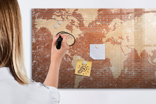 Tableau effaçable magnétique Carte du monde avec emplacements de photos