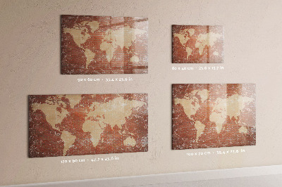 Tableau effaçable magnétique Carte du monde avec emplacements de photos