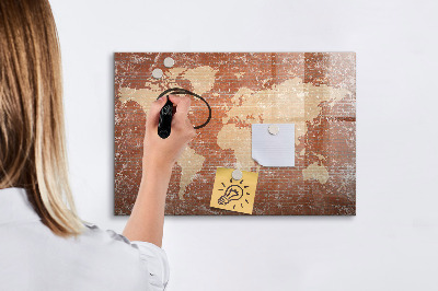 Tableau effaçable magnétique Carte du monde avec emplacements de photos