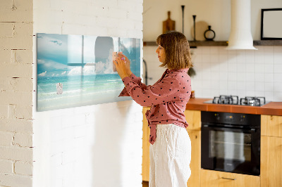 Tableau magnétique effaçable Tableau magnétique avec photos de bord de mer