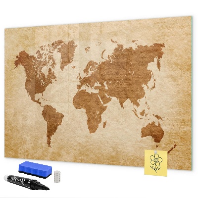 Tableau magnétique effaçable Une carte du monde avec les lieux de mémoire