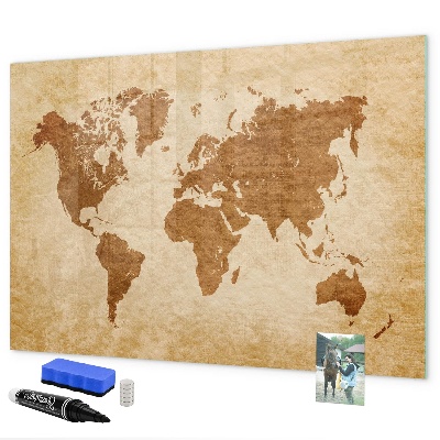 Tableau magnétique effaçable Une carte du monde avec les lieux de mémoire