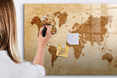 Tableau magnétique effaçable Une carte du monde avec les lieux de mémoire