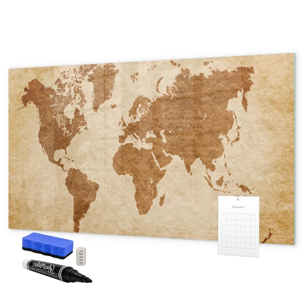 Tableau magnétique effaçable Une carte du monde avec les lieux de mémoire