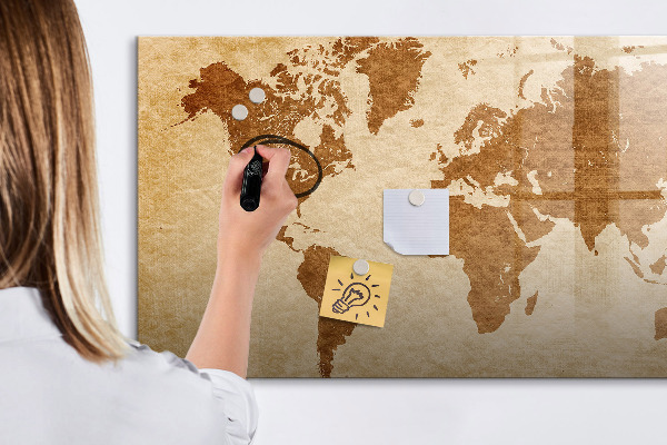 Tableau magnétique effaçable Une carte du monde avec les lieux de mémoire