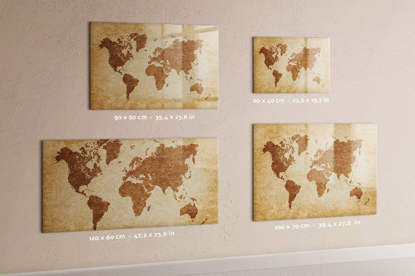 Tableau magnétique effaçable Une carte du monde avec les lieux de mémoire