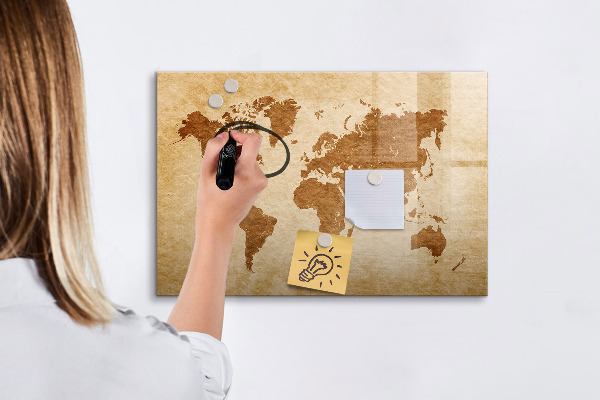 Tableau magnétique effaçable Une carte du monde avec les lieux de mémoire