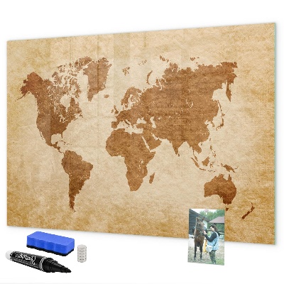 Tableau magnétique effaçable Une carte du monde avec les lieux de mémoire