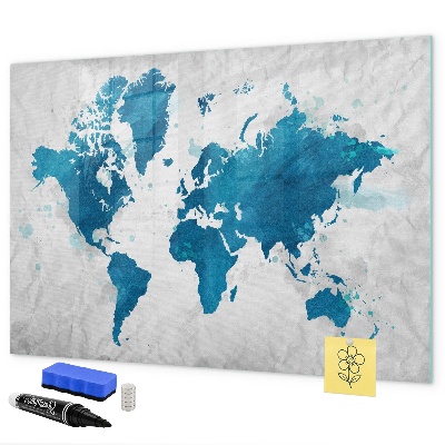 Tableau effaçable magnétique Carte du monde avec photos personnelles