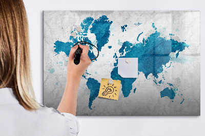 Tableau effaçable magnétique Carte du monde avec photos personnelles