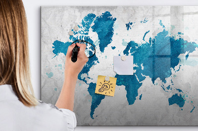Tableau effaçable magnétique Carte du monde avec photos personnelles