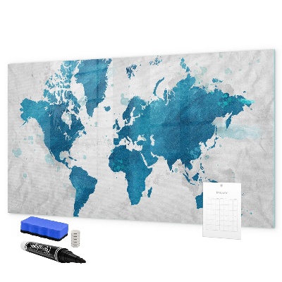 Tableau effaçable magnétique Carte du monde avec photos personnelles