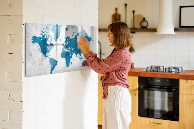 Tableau effaçable magnétique Carte du monde avec photos personnelles