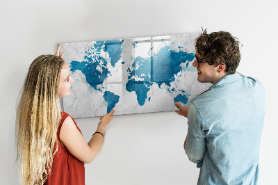 Tableau effaçable magnétique Carte du monde avec photos personnelles
