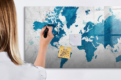 Tableau effaçable magnétique Carte du monde avec photos personnelles