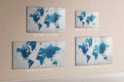 Tableau effaçable magnétique Carte du monde avec photos personnelles
