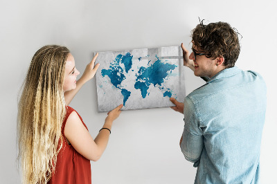 Tableau effaçable magnétique Carte du monde avec photos personnelles