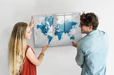 Tableau effaçable magnétique Carte du monde avec photos personnelles