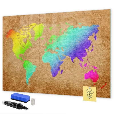 Tableau magnétique effaçable Carte colorée avec des spots photos