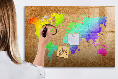 Tableau magnétique effaçable Carte colorée avec des spots photos