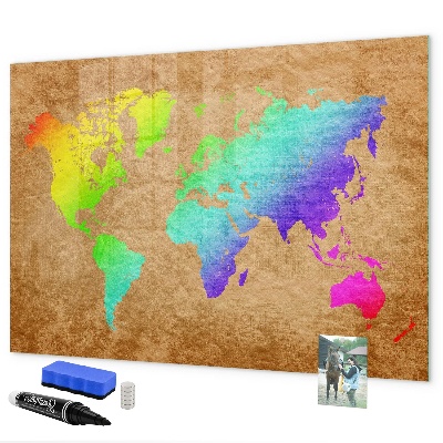 Tableau magnétique effaçable Carte colorée avec des spots photos