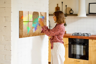 Tableau magnétique effaçable Carte colorée avec des spots photos