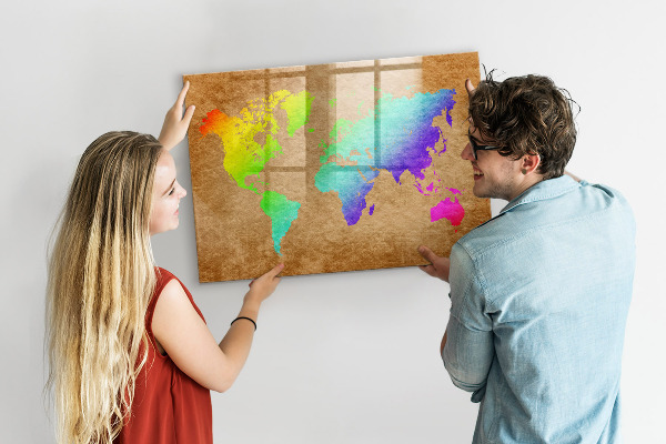 Tableau magnétique effaçable Carte colorée avec des spots photos