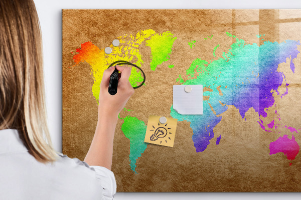 Tableau magnétique effaçable Carte colorée avec des spots photos