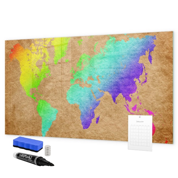 Tableau magnétique effaçable Carte colorée avec des spots photos
