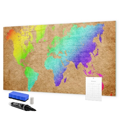 Tableau magnétique effaçable Carte colorée avec des spots photos