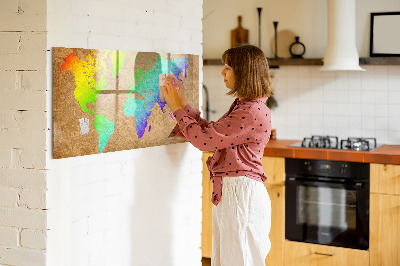 Tableau magnétique effaçable Carte colorée avec des spots photos