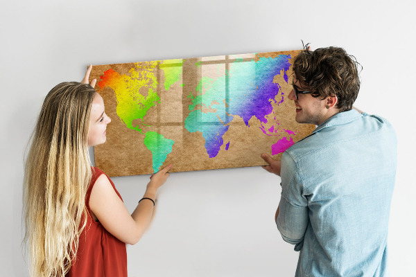 Tableau magnétique effaçable Carte colorée avec des spots photos