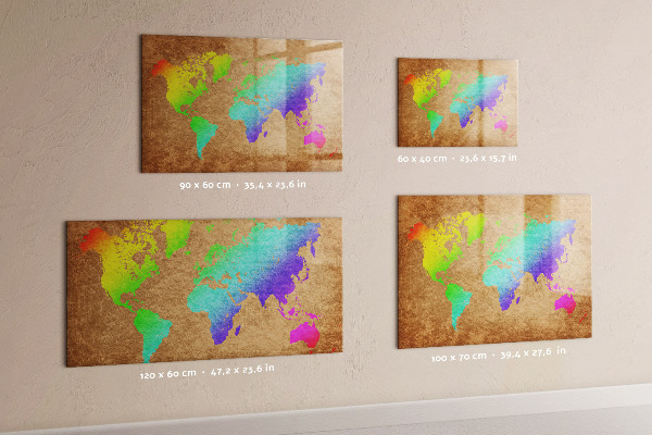 Tableau magnétique effaçable Carte colorée avec des spots photos