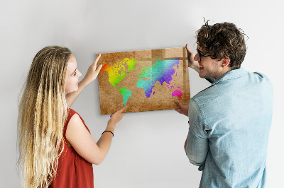 Tableau magnétique effaçable Carte colorée avec des spots photos