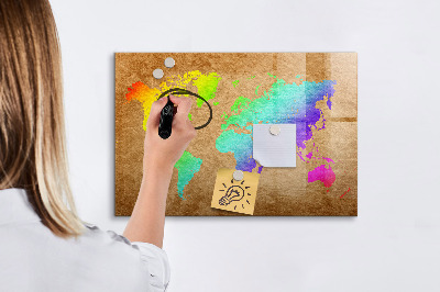 Tableau magnétique effaçable Carte colorée avec des spots photos