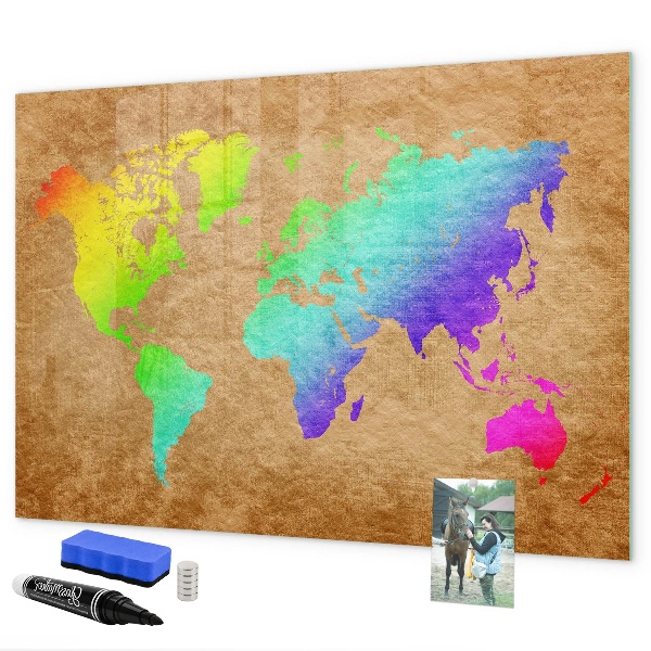 Tableau magnétique effaçable Carte colorée avec des spots photos