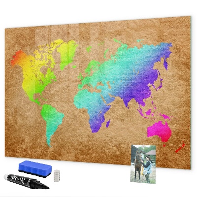 Tableau magnétique effaçable Carte colorée avec des spots photos