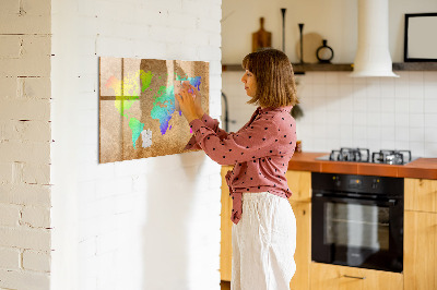 Tableau magnétique effaçable Carte colorée avec des spots photos