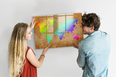 Tableau magnétique effaçable Carte colorée avec des spots photos