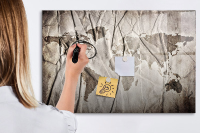 Tableau magnétique effaçable Carte du monde avec photos et accessoires
