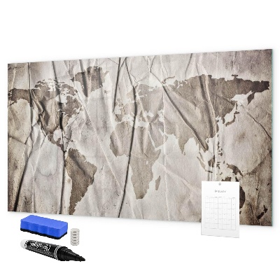 Tableau magnétique effaçable Carte du monde avec photos et accessoires