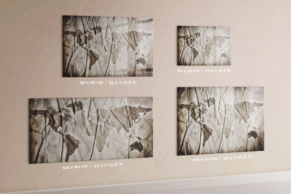Tableau magnétique effaçable Carte du monde avec photos et accessoires
