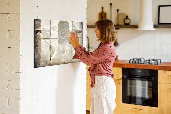 Tableau effaçable magnétique Carte des souvenirs avec photos personnelles