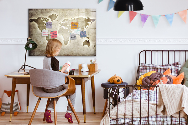 Tableau effaçable magnétique Carte des souvenirs avec photos personnelles