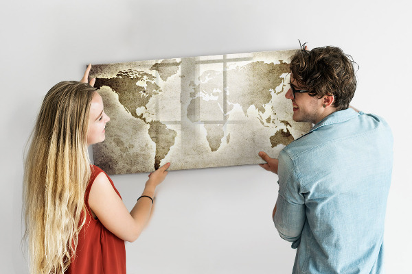 Tableau effaçable magnétique Carte des souvenirs avec photos personnelles