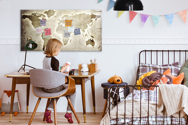 Tableau effaçable magnétique Carte des souvenirs avec photos personnelles