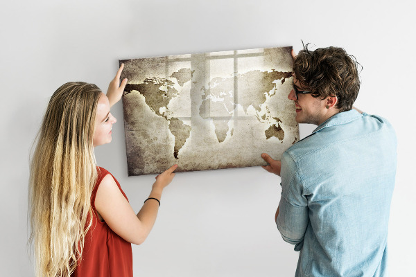 Tableau effaçable magnétique Carte des souvenirs avec photos personnelles